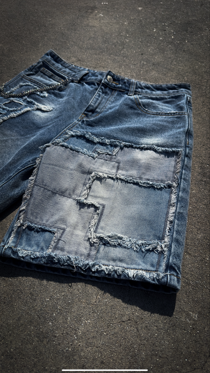 “Chain Reaction” Denim Shorts (Light)