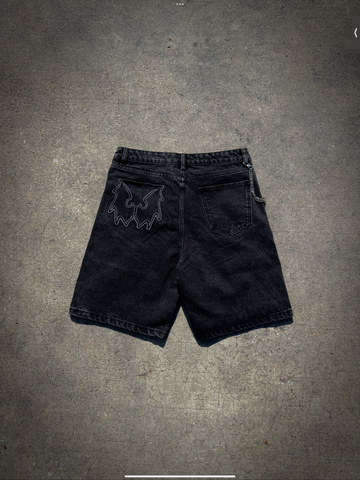 “Chain Reaction” Denim Shorts (Dark)