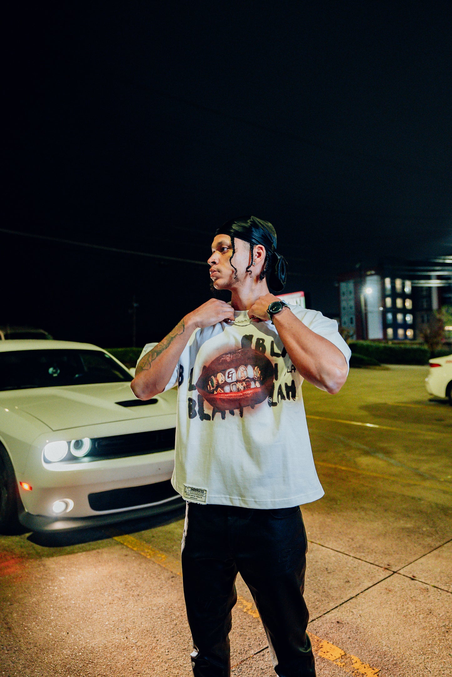 “BLAH BLAH” Boxy Tee (White)