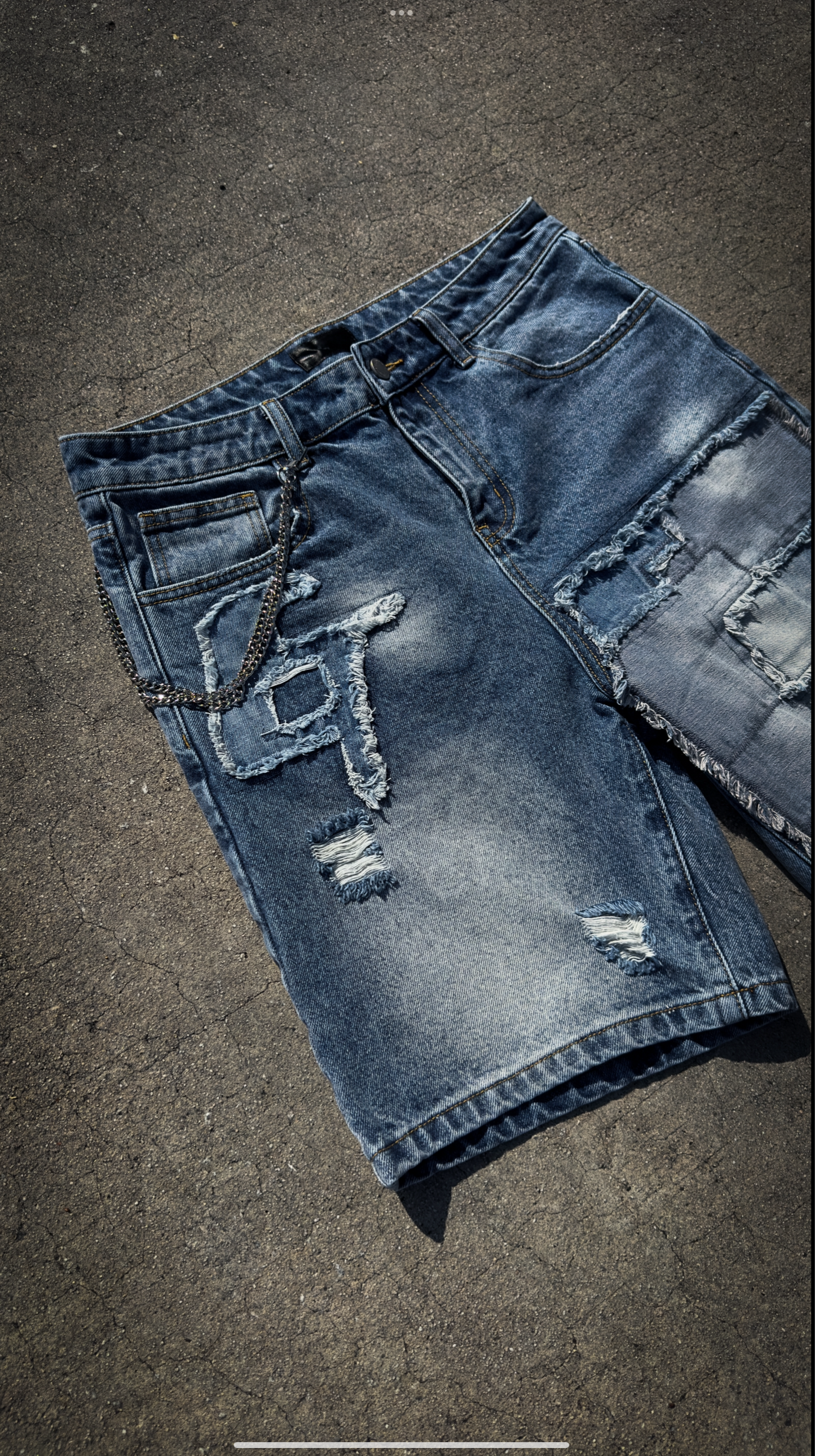 “Chain Reaction” Denim Shorts (Light)