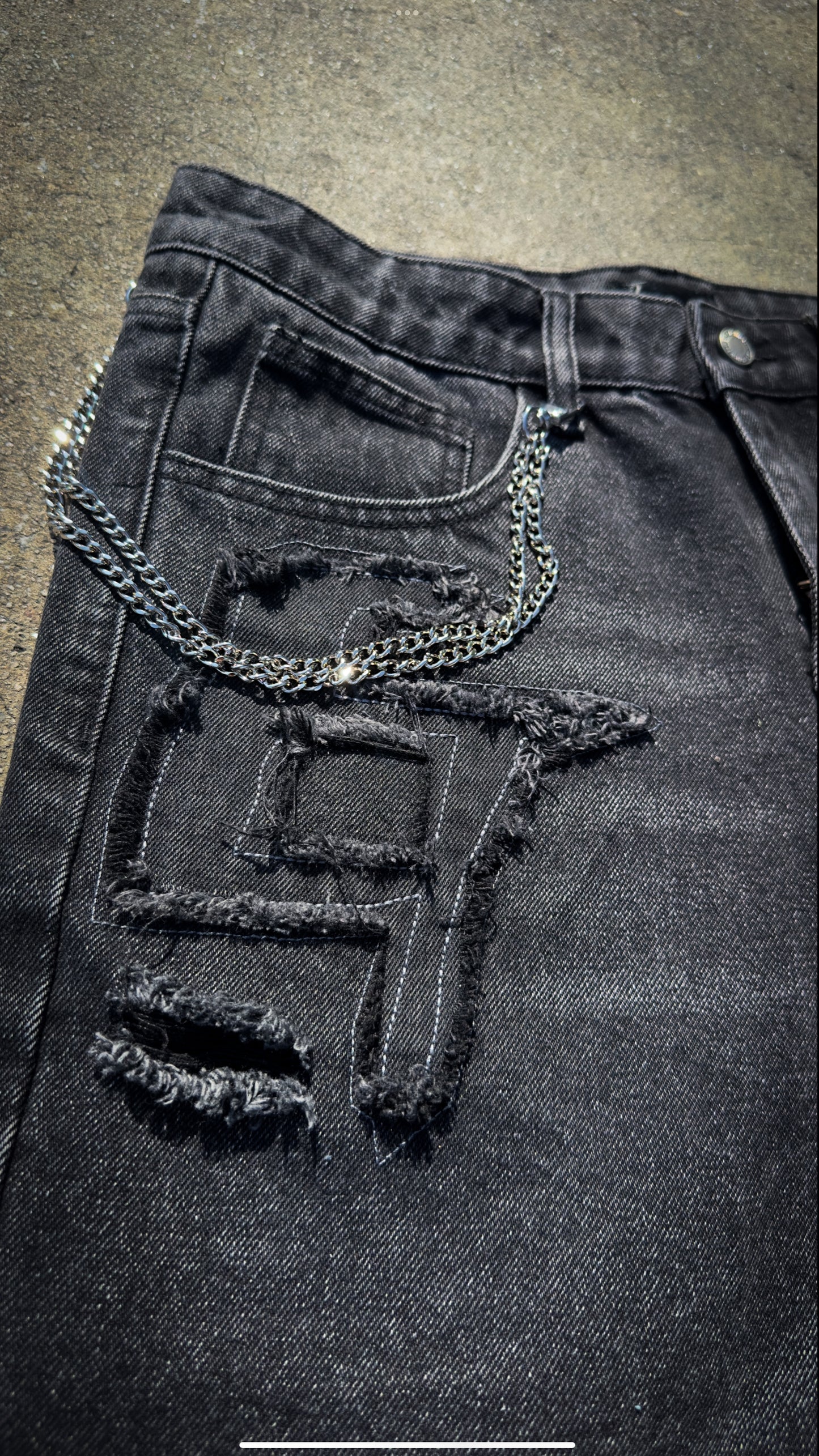 “Chain Reaction” Denim Shorts (Dark)