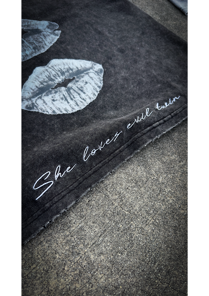 “she loves evil twin” Removable Sleeve Shirt