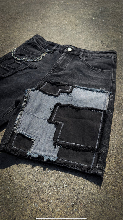 “Chain Reaction” Denim Shorts (Dark)