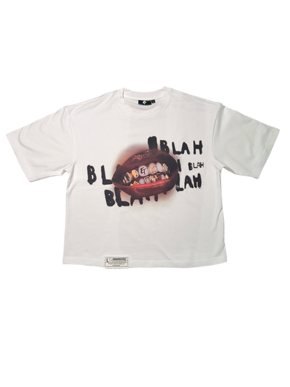 “BLAH BLAH” Boxy Tee (White)